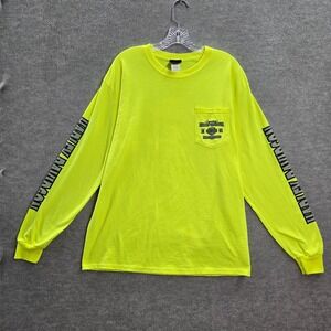Harley Davidson Men Shirt Large Green Logo Pikes Peak Colorado Springs CO